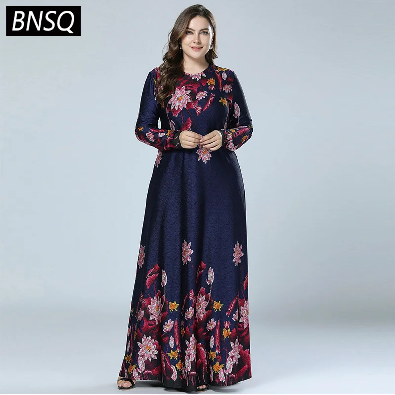 BNSQ Весна 2019 винтажные жаккардовые качели Макси платья с длинным рукавом o