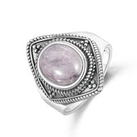 925 sterling silver ring oval 8x10mm natural rose quartz vintage ring jewelry gift party wholesale