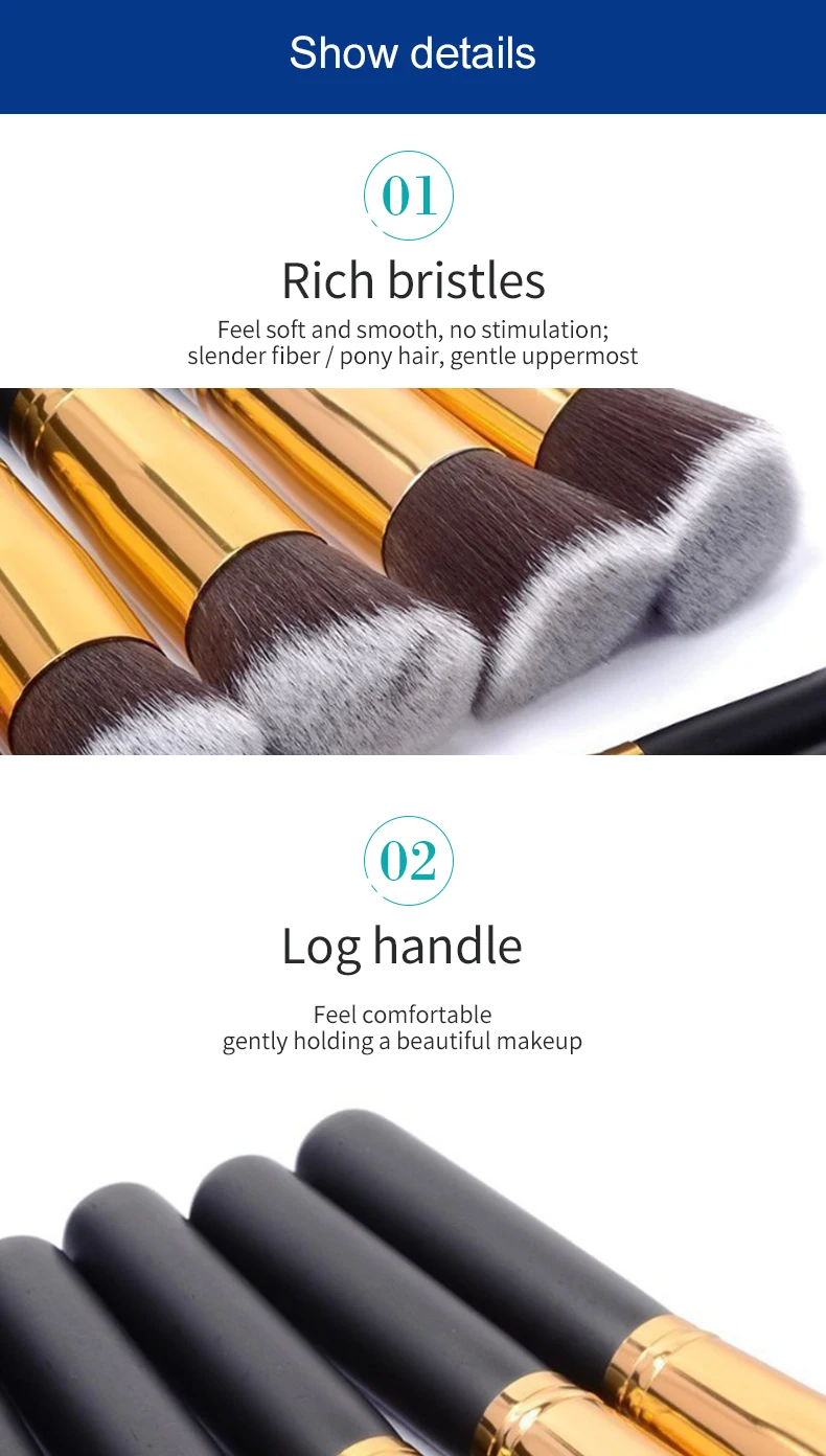 10 шт. набор серебряных/золотых кистей для макияжа pincel maquiagem Косметика maquillaje инструмент для макияжа Пудра Тени для век косметический набор