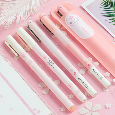 01 Pink 3 шт./партия розовый Вишня в цвету с изображением зеленых листьев и гелевые ручки, кавайные канцелярские принадлежности Ручки canetas материал Эсколар офисные школьные принадлежности, блокноты - Цвет: 01 Pink