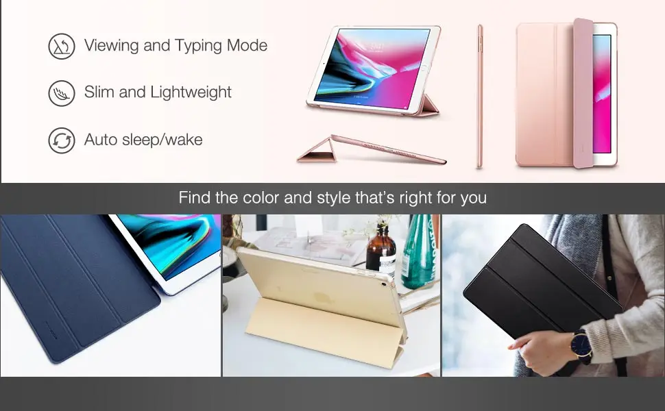 Чехол ESR для iPad 9,7, чехол Yippee, цветной, ультратонкий, светильник, вес из искусственной кожи, чехол на заднюю панель для iPad 6th Gen 9,7"