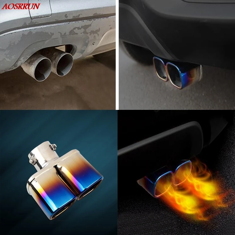 

for hyundai Creta 2014-2017 Auto Exhaust Muffler Tip Stainless Steel Pipe Chrome Trim Car Rear Tail Throat Liner Accessories