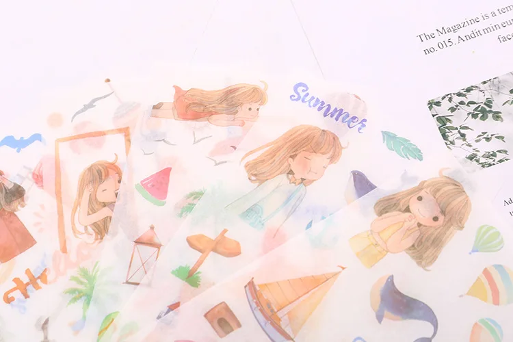 6pcs Summer Seaside paper sticker Organizer Calendar Diary Book Planner Sticker Scrapbook Decoration papeleria sale | Канцтовары для