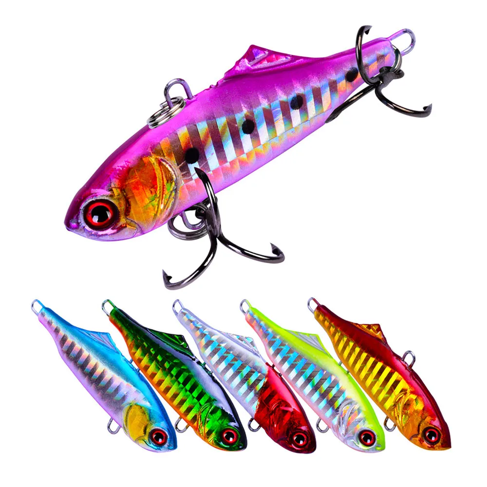 60PCS 6.5cm/14.2g VIB Winter Ice Fishing Lures Bionic Hard Bait Vibration Lure Crankbait Fish Bass Wobbler Treble Hooks | Спорт и