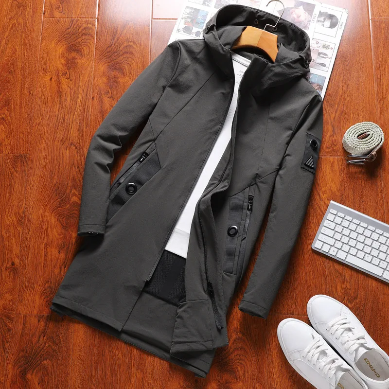 2019 осенний мужской Повседневный плащ ветровки с капюшоном мужские куртки