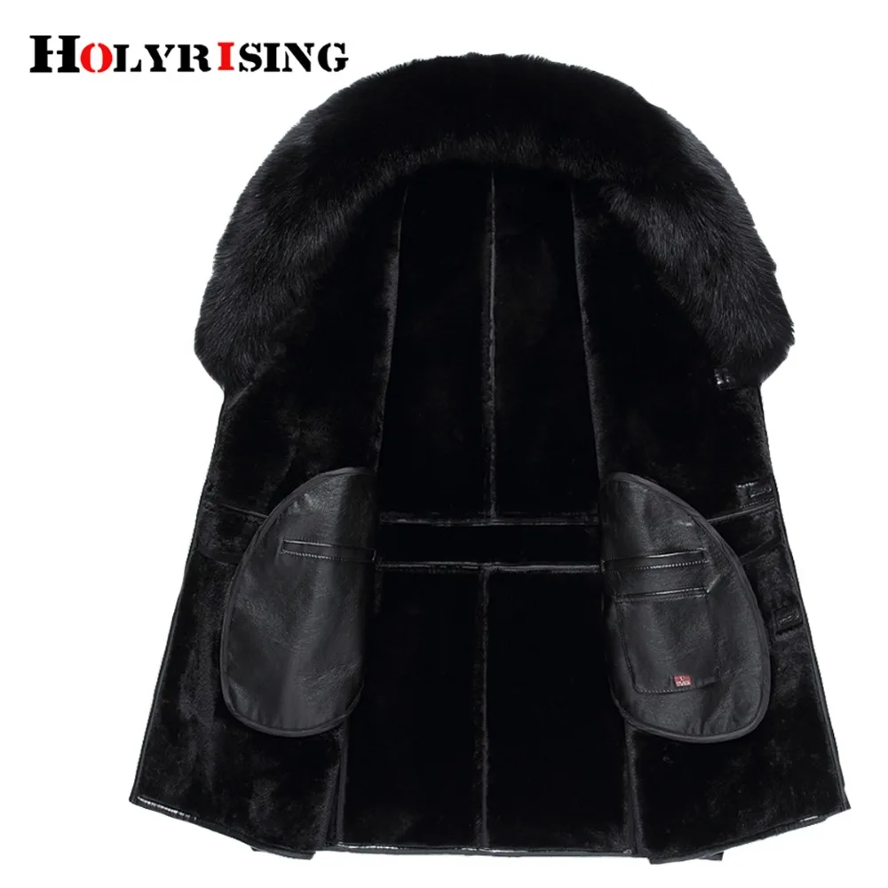 Holyrising Chaqueta Cuero Hombre повседневные кожаные куртки Утепленные Пальто коричневые