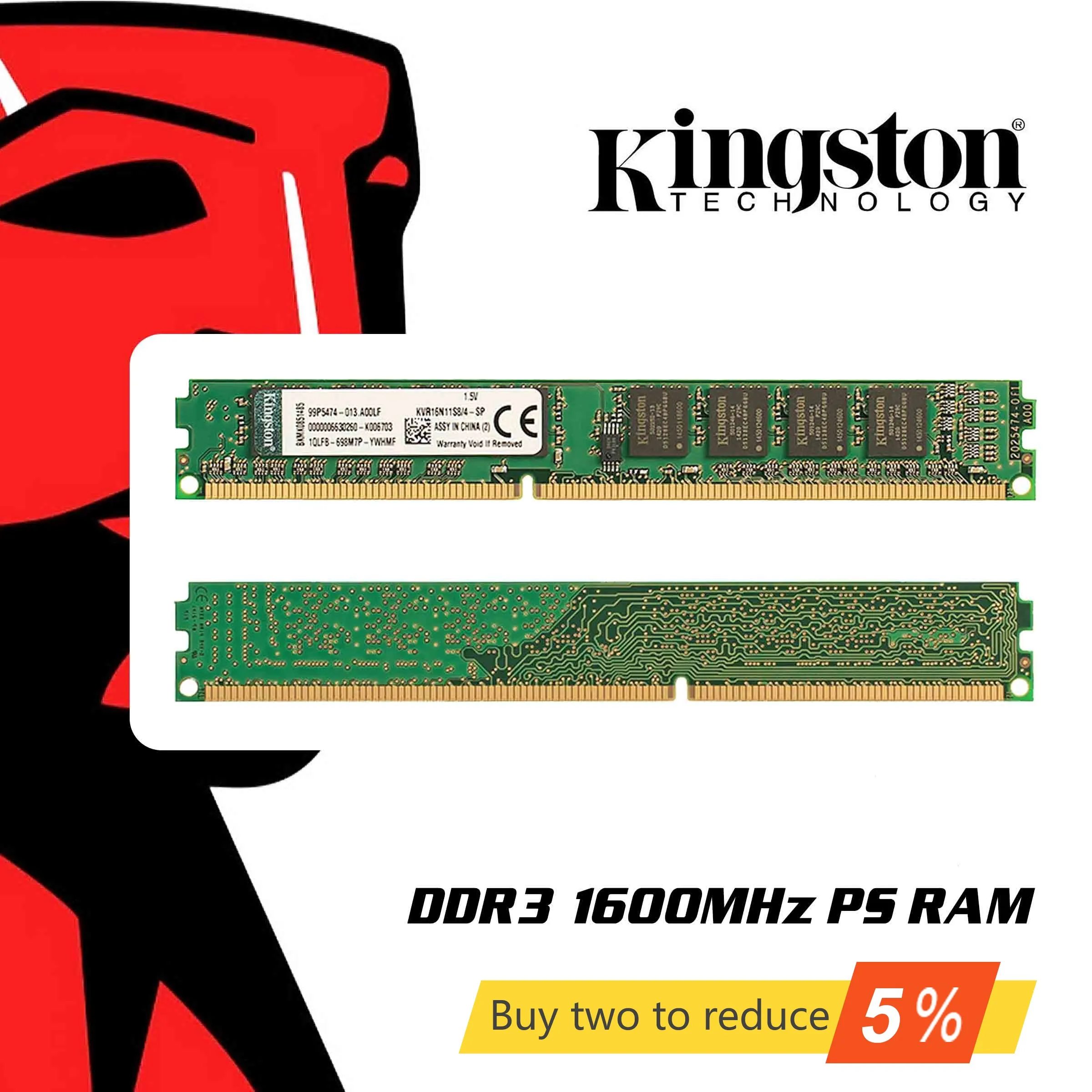 Оригинальная оперативная память Kingston DDR3 1600 МГц 4 ГБ 8 s гигабайт для настольного ПК