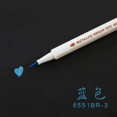 blue 1 шт. металлическая перламутровая цветная мягкая кисть Ручка Caligraphy ручка цветной знак ручка декоративная граффити альбом ручка для рисования студенческие принадлежности - Цвет: blue