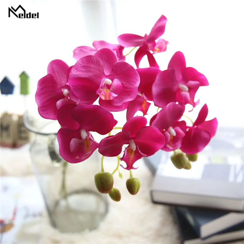 Meldel Wedding Bouquet Bridesmaids Holder Orchid Flower Artificial Phalaenopsis Arrangement DIY Home Office Decor | Свадьбы и