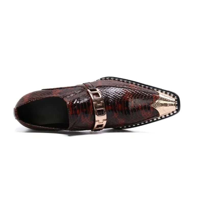 

New Mens Fashion Loafers Handmade Snakeskin Pattern Embossed Slippers Classic Men Leisure Party Men Career Shoes Zapatos Hombre