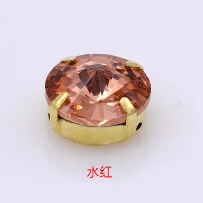 light peach Круглый Rivoli пришить стразы с золотой коготь настройки 6 8 10 12 14 16 мм Стеклярус для шитья камни для Одежда - Цвет: light peach
