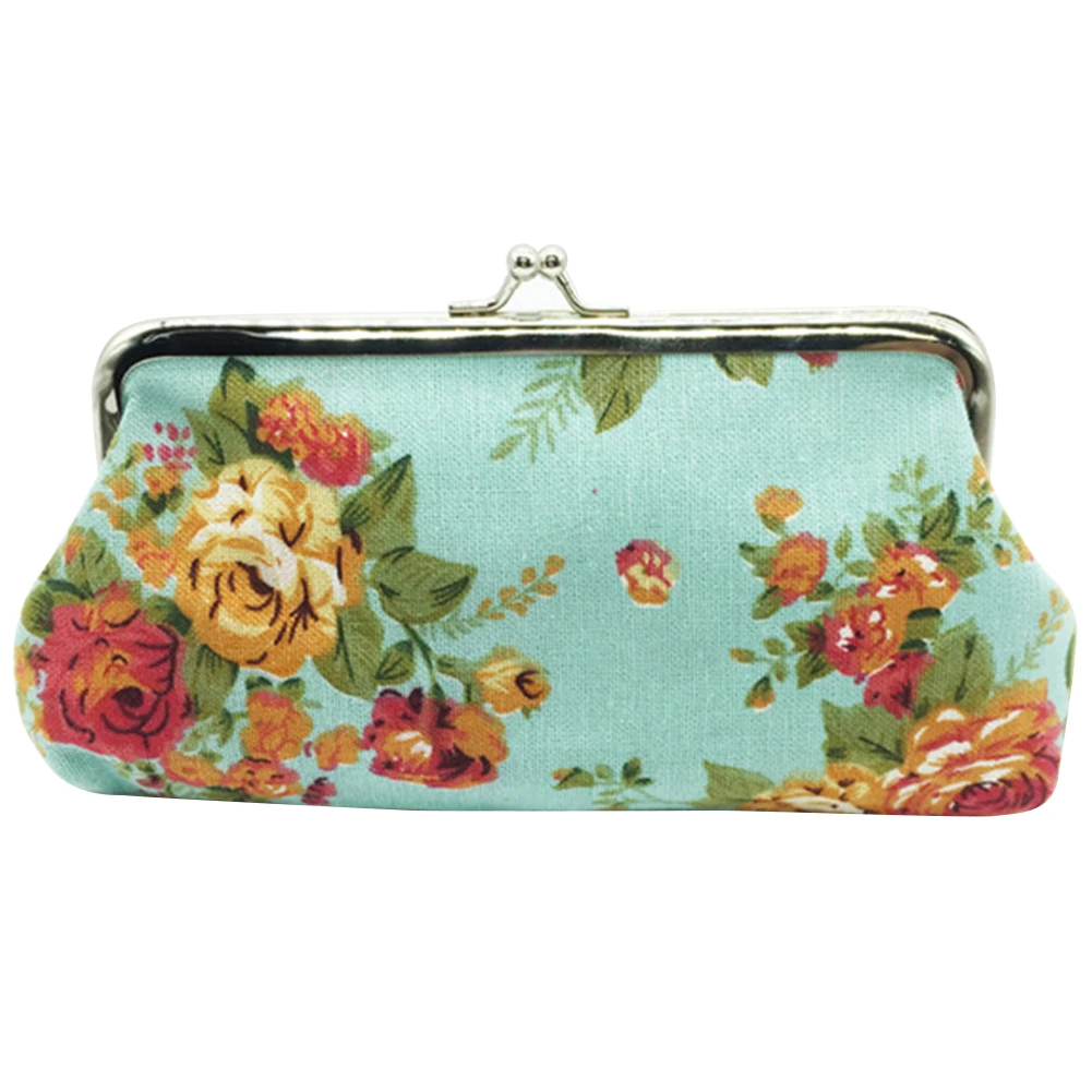 Женский винтажный холщовый Длинный кошелек с цветочной застежкой визитница