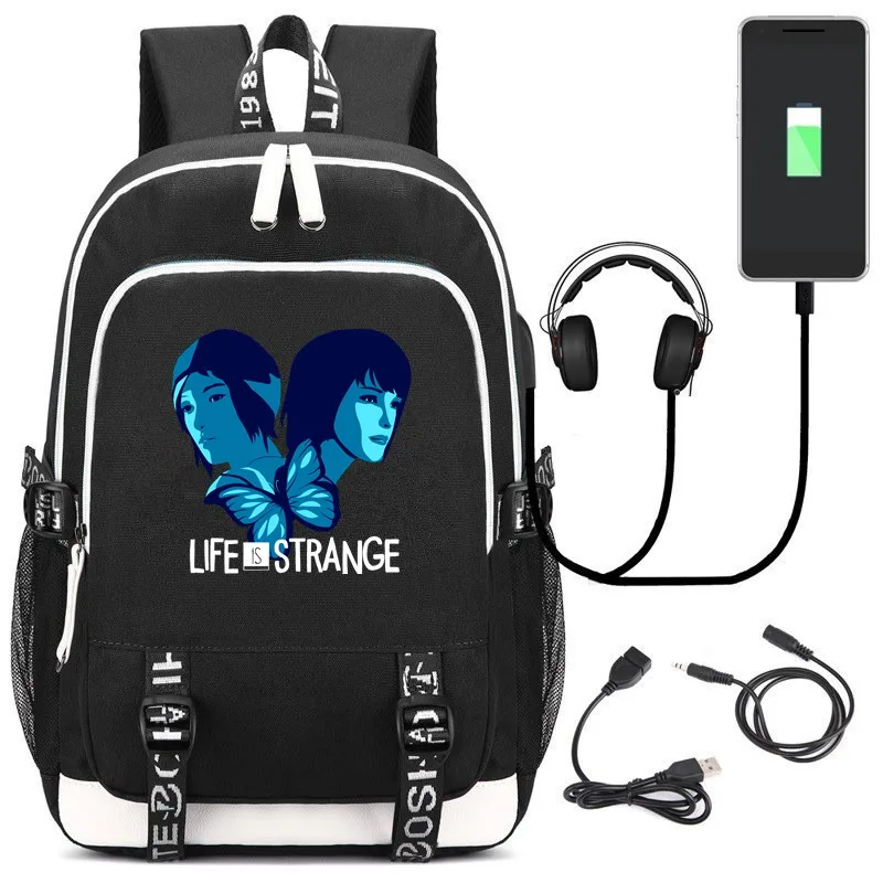 PS Game Life Is Strange USB рюкзак школьный рюкзак косплей мультфильм черный ноутбук дорожные сумки на плечо