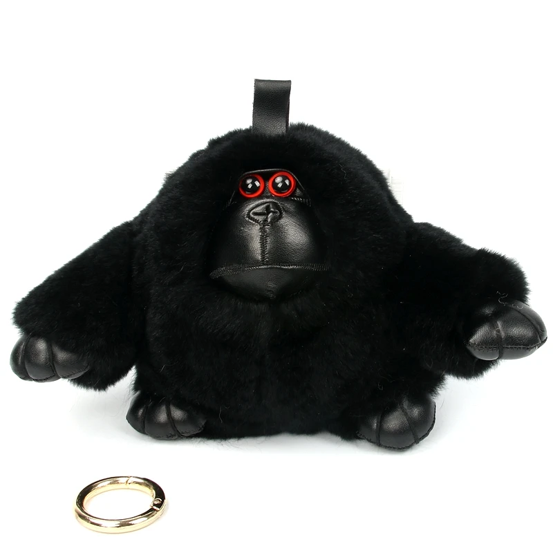Luxury Christmas Gift Real Rabbit Fur Keychain animal Cartoon orangutan bag charm gift key rings valentines day for boyfriend | Украшения и