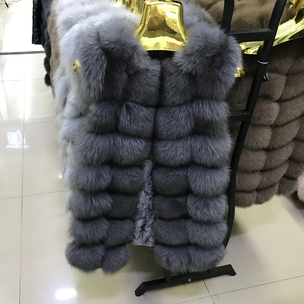 2020 Роскошные вечерние подлинный реальный лисий мех жилет для женщин теплая дутая