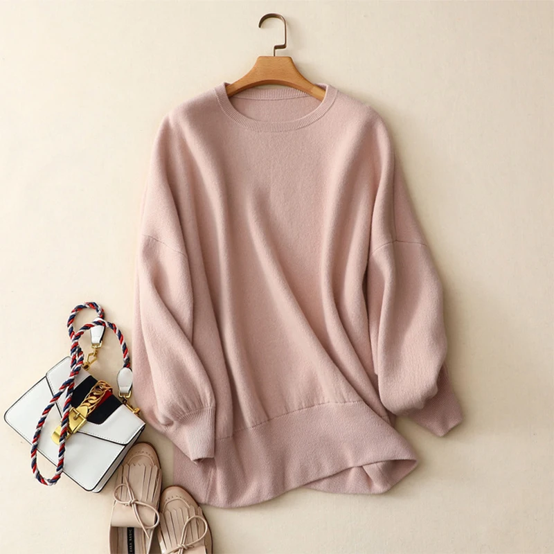 Shuchan Sweaters Womens 2018 Winter Women New Fashion Crew Neck Sweater 100% Cashmere Loose Pullover | Женская одежда