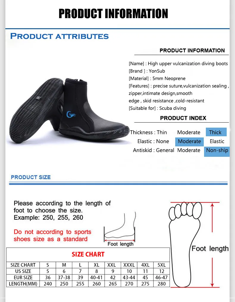 5MM Anti-slip Diving Boots Neoprene Scuba Diving Shoes High Upper Warm Beach Swimming Shoes Fins Fishing Accessories