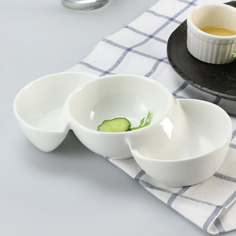ceramic 3 component bowl snack nut Melon seeds Chip and Dip | Дом и сад