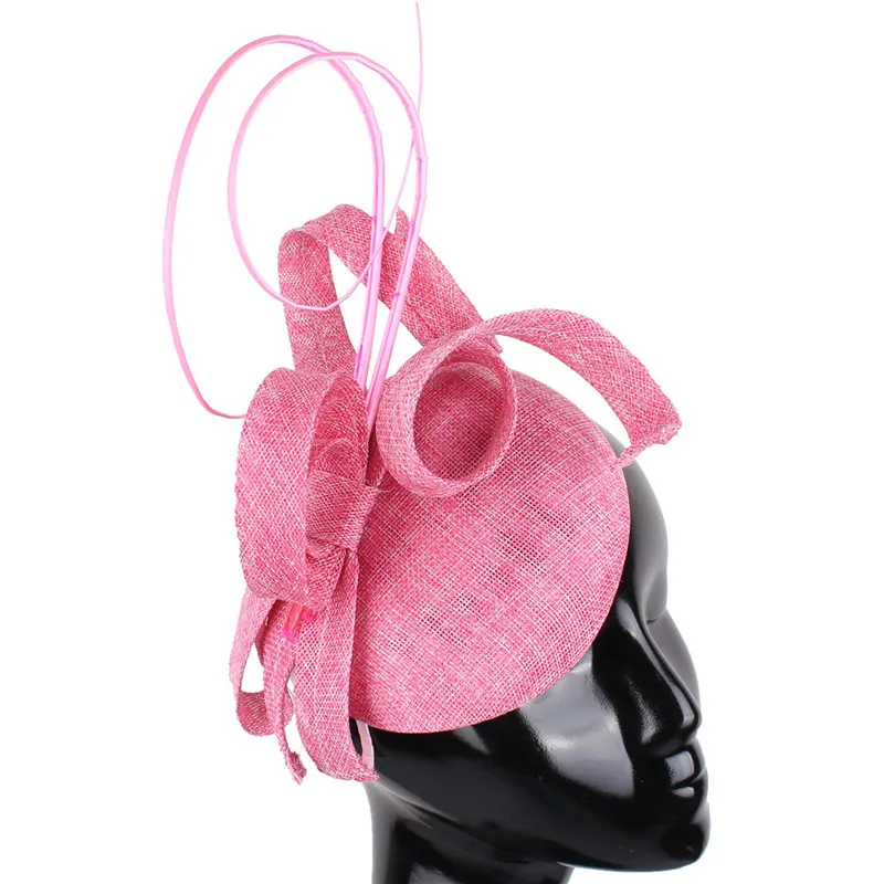 Fascinators navy Blue Hat Women Large Brim Flowers Linen Royal Wedding Fedoras Ladies Sinamay Hats Kentucky Derby Party Fedora