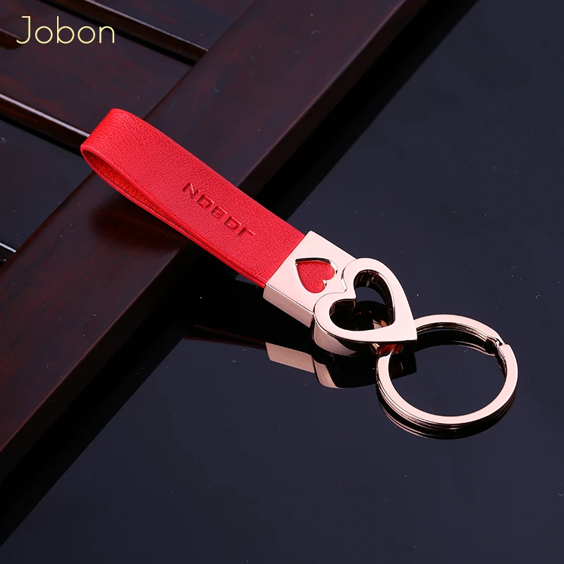 

Jobon Women Car Keychains Rose Gold Heart Shape Leather Key Rings Holder Lovers Friends Best Gift Key Chain Jewelry Accessories