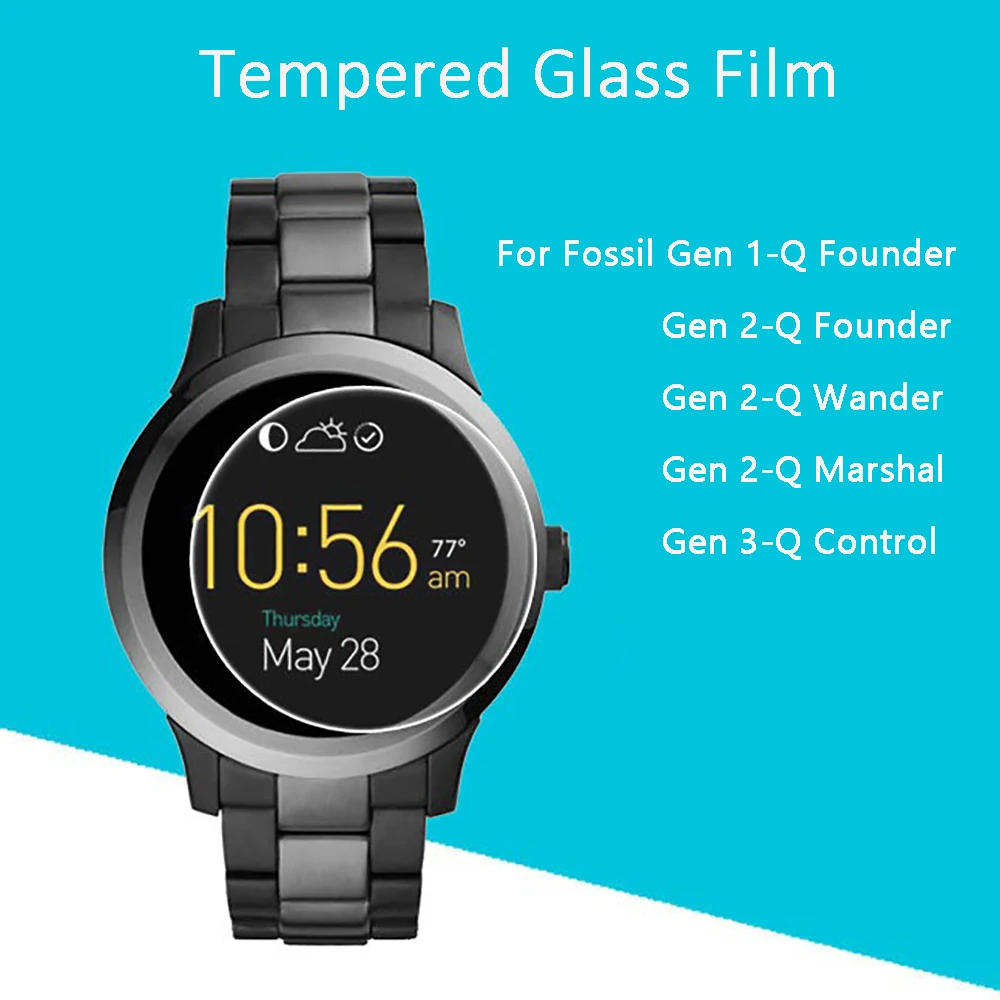 Защитная пленка из закаленного стекла 2.5D 9H для смарт часов Fossil Q Founder/Wander/Marshal/Control