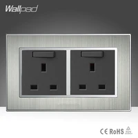 high quality 146 standard 13a wall uk switched socket panel satin metal double 13a uk wall switch and socket ac110 250v