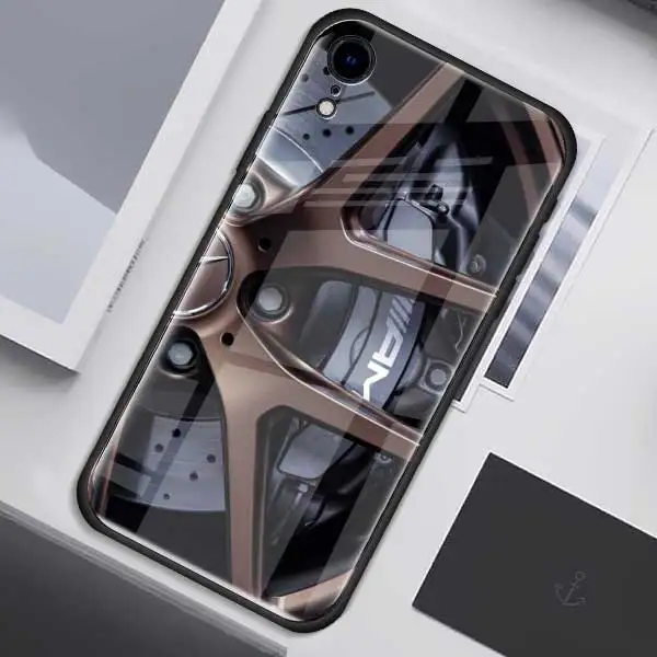 008 Чехол из закаленного стекла для приборной панели колеса автомобиля для Apple iPhone XR 7 8 6 6S Plus X XS MAX, чехол для мобильного телефона с мягким краем - Цвет: 008