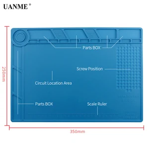 Теплоизоляционный силиконовый коврик S140 35x25 см, Настольная платформа с магнитной секцией для ремонта BGA