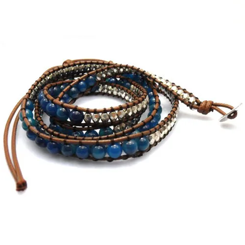 Браслет с бусинами bluedragon новый дизайн ручная работа иммитация кожаного браслета