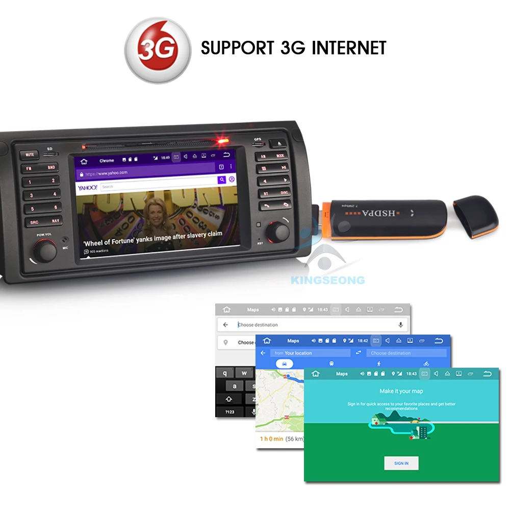 Автомобильный DVD плеер 4 ядра Android 7.1.2 GPS Sat Nav для BMW 5 серии E39 X5 E53 M5 3G DAB + WIFI OBD CANBUS