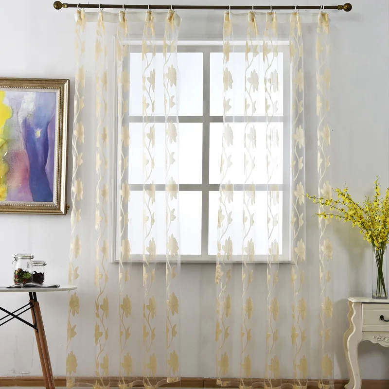 Шторы с белыми цветами готовые занавески из органзы тюль жаккардовые оконные