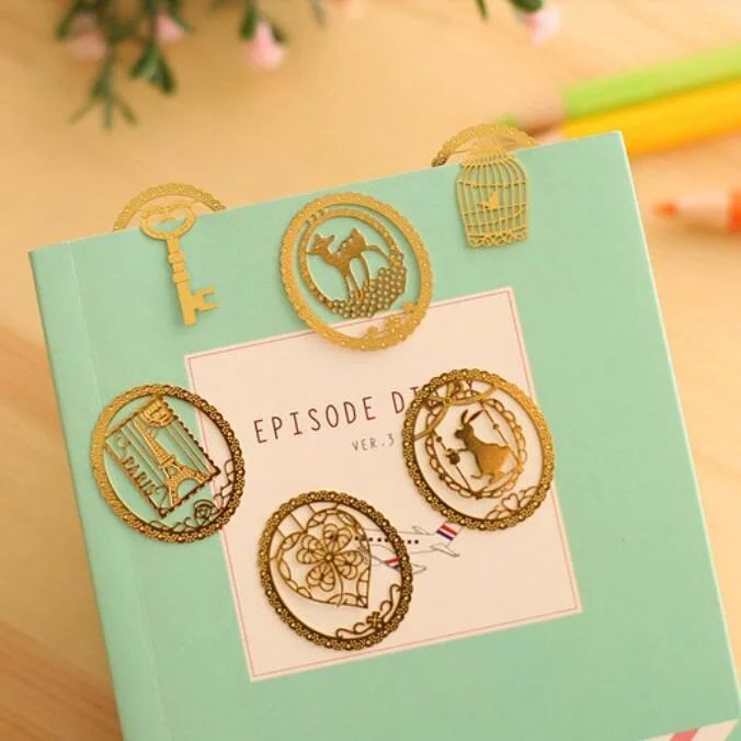 3 упаковки/партия многофункциональные золотые закладки для книг|metal bookmark|golden