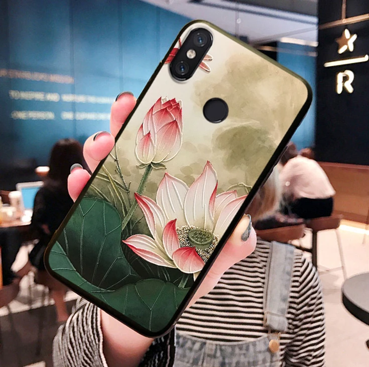 3D рельеф лотоса чехол для Xiaomi mi A1 A2 8 Lite 9 5X 6X для Red mi 4X S2 5A плюс 4A 6A 6 Pro Note 4X3 5 7 Чехол Fundas - Цвет: 2hehua