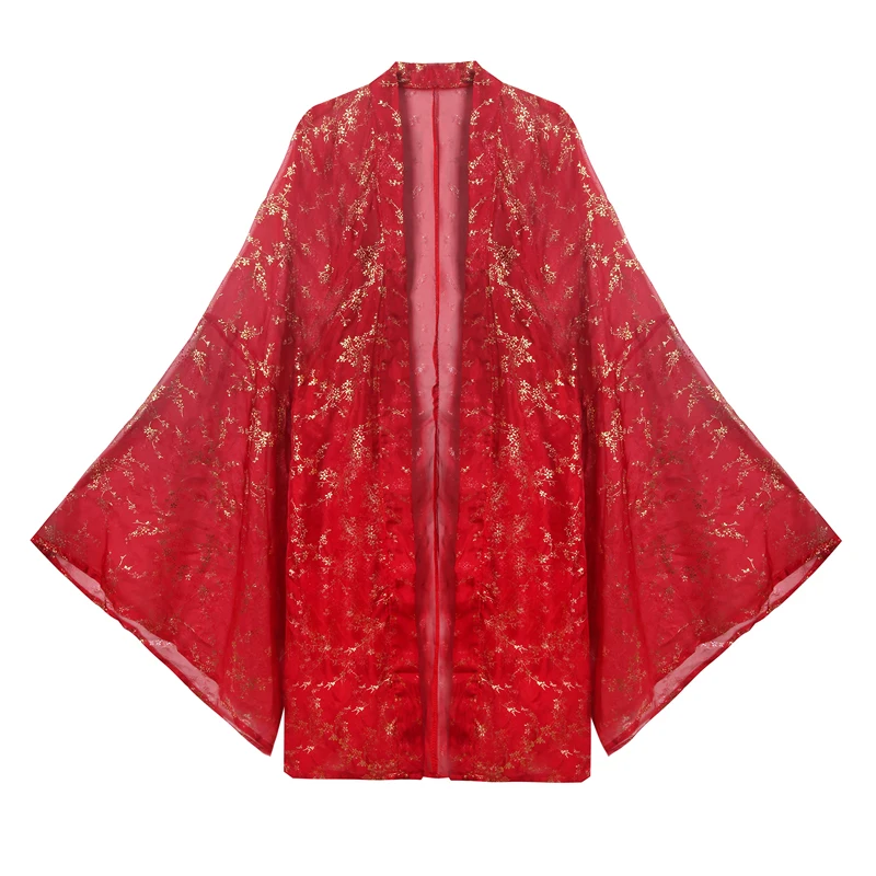 Женский костюм Hanfu черный/красный китайский топ + юбка плащ для косплея танцев