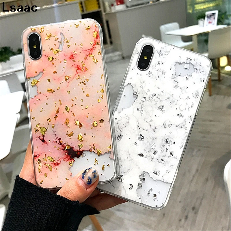 Gold Foil Bling Marble Phone Cases For iPhone X XS MAX XR 11 Pro Hole Soft TPU Case Cover 7 8 6 6s Plus Glitter Back |