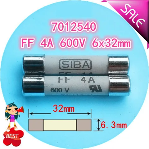 Плавкий предохранитель 7012540 FF 4A AC 600V 6x32 мм керамические плавкие