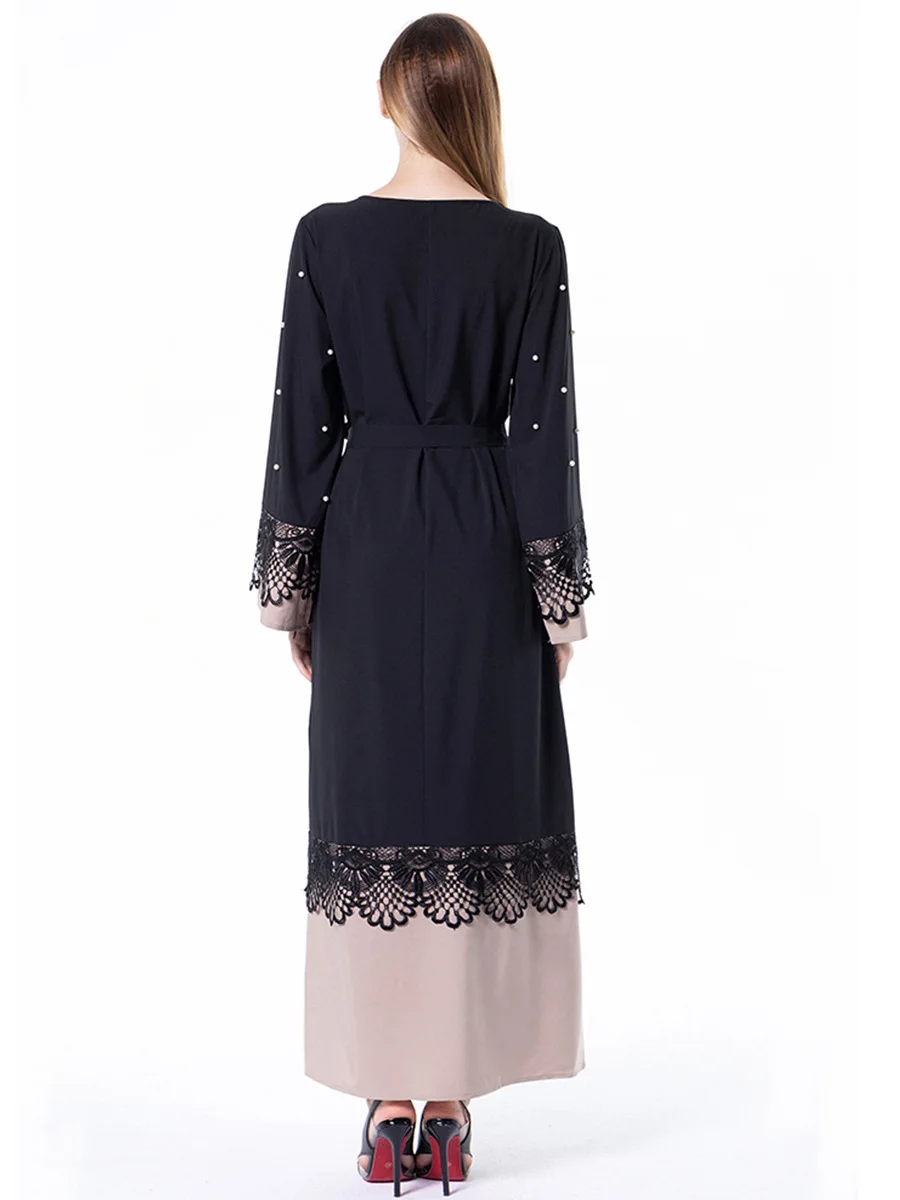 Женское облегающее платье-Кафтан Abaya в Дубае кружевное Макси-хиджаб с бисером