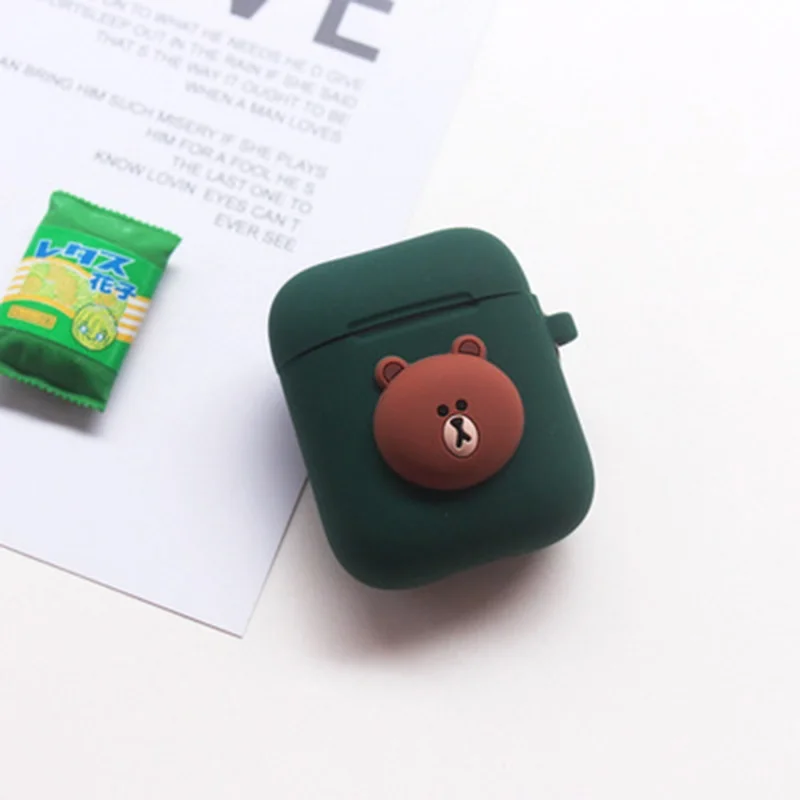 Силиконовый мультяшный чехол airpods с брелоком для apple защитный чехол.|Аксессуары