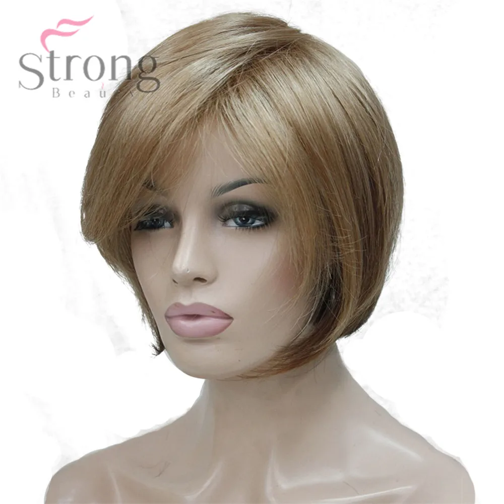 StrongBeauty женские парики синтетические волосы Бургундия/Блонд короткий Боб Прическа натуральный парик