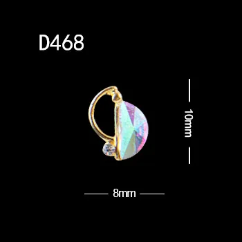 10pcs D468 10 шт./лот 3d кристаллы стразы жемчужные треугольные полукруглые длинные полосы овальные сплава украшения для ногтей - Цвет: 10pcs D468