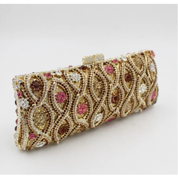 Золотые вечерние клатчи роскошные сумки с бриллиантами Женская Блестящая сумка