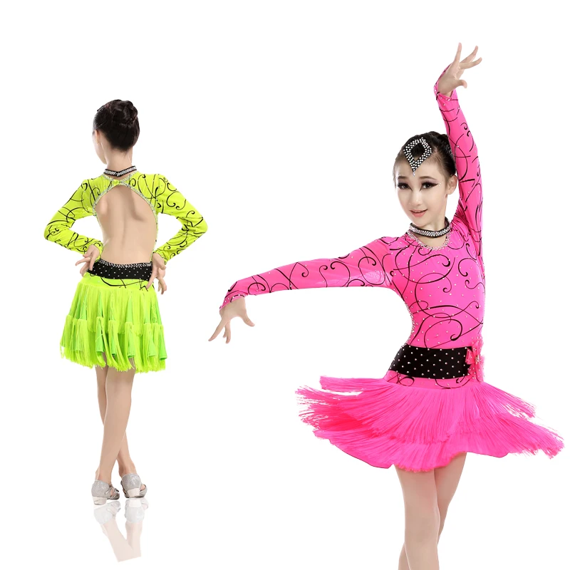 Пикантные открытой спиной Одежда для танцев Vestido Baile Latino детские танцевальные