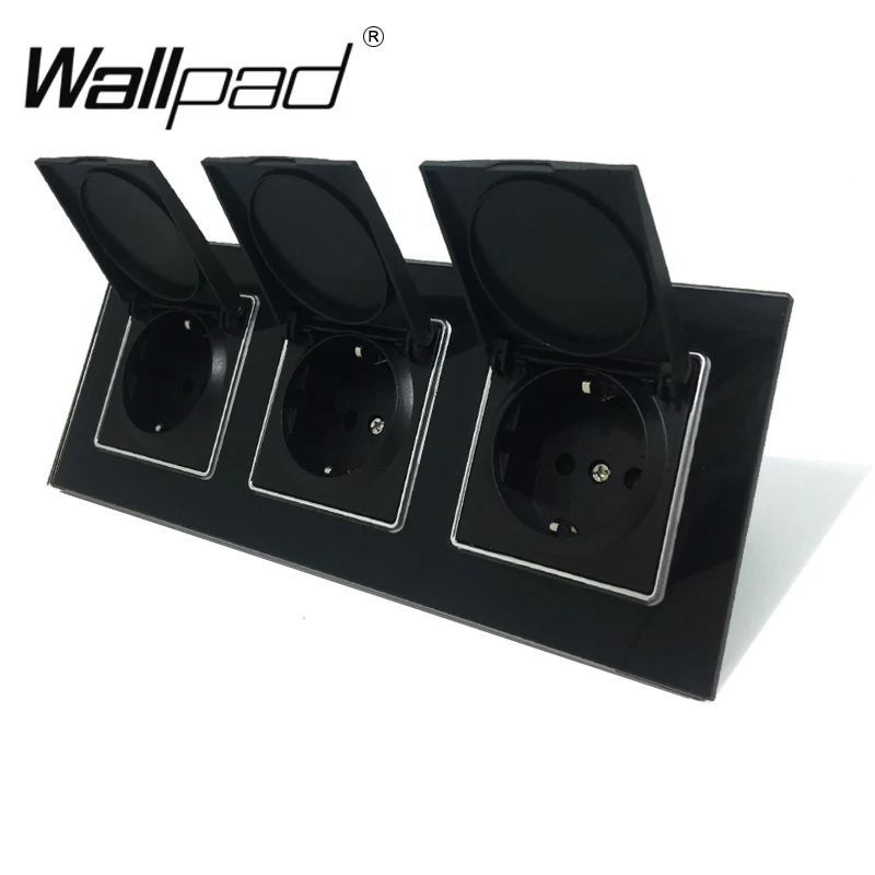 Евророзетка с пылезащитной крышкой CE Wallpad роскошная черная Хрустальная