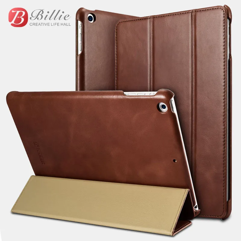 Icarer For iPad 9.7 2017 Genuine Real Leather Case Cover Protective Stand For Apple iPad 2017 9.7'' Tablet 9.7'' Business Funda