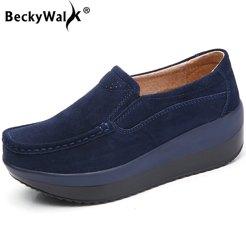 Кроссовки BeckyWalk женские замшевые удобная повседневная обувь на танкетке Размеры