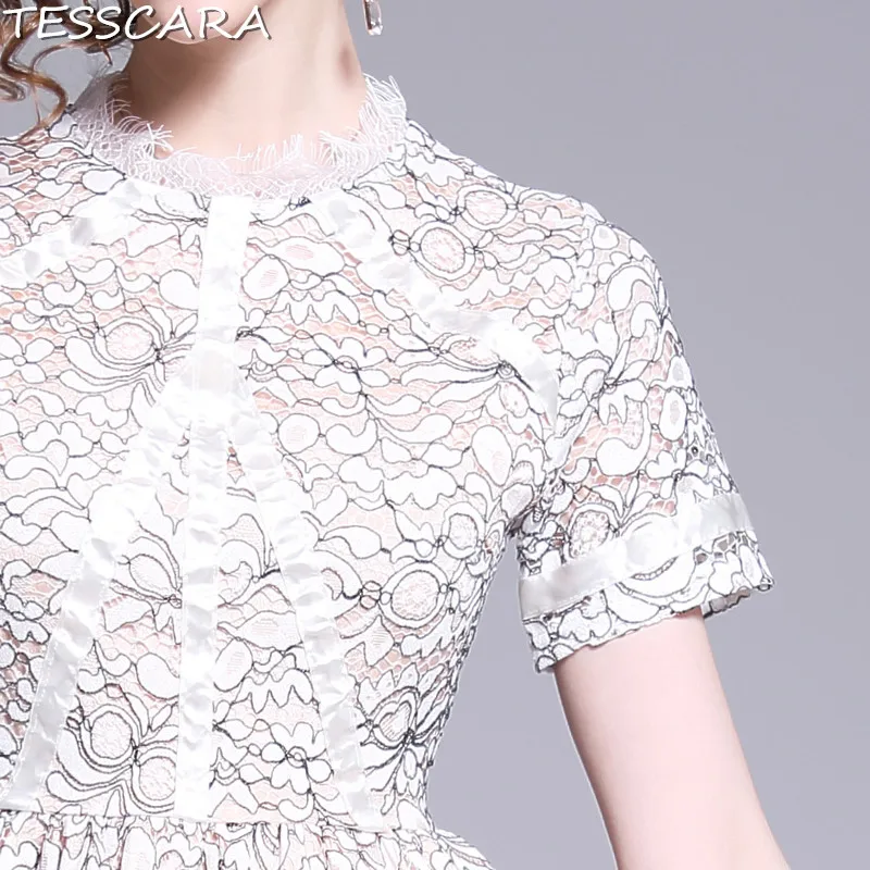 Женское летнее элегантное белое кружевное платье TESSCARA женские