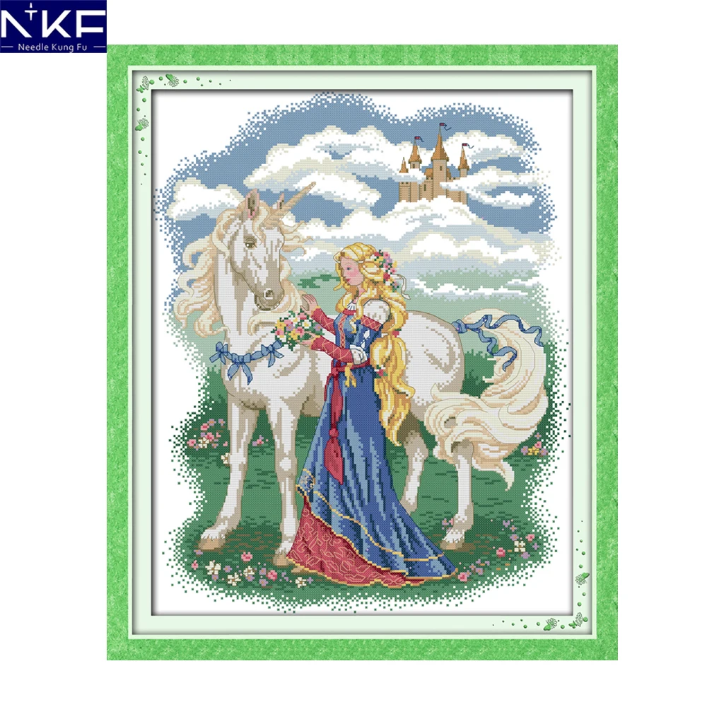 

Набор для вышивки крестиком NKF «Белая лошадь и принцесса», Набор для вышивки крестиком, наборы для вышивки крестиком