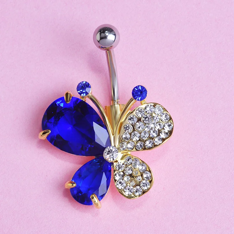 Большие стразы Groot бабочка Перцовый пупок пупка кольцо для живота