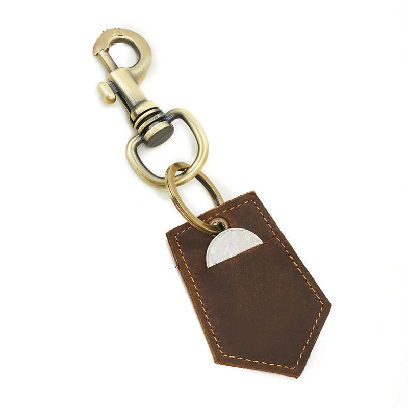 

Genuine Leather Men Women Keychain Housekeeper Keyring Coin Purse Token Cover Bag Crazy Horse Cowhide Vintage Key Car Bags