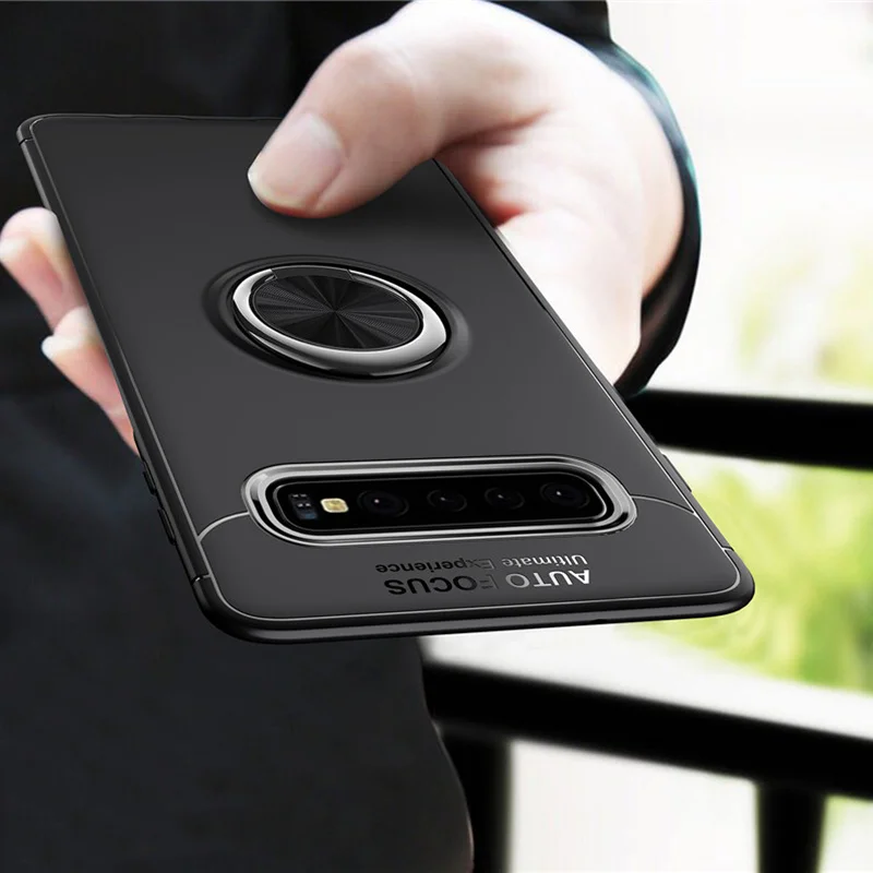 Чехол для Samsung Galaxy S10 Plus с магнитным кольцом держателем мягкий матовый чехол S8 S9 S10e